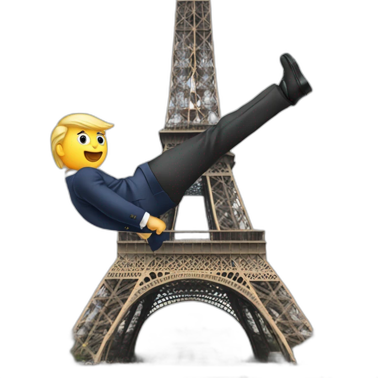 donald trump doing a handstand on the eiffel tower emoji