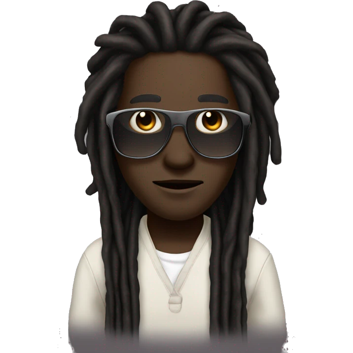 À man with a black skin BROWN EYES LONG dreads locks WITH SHADES emoji