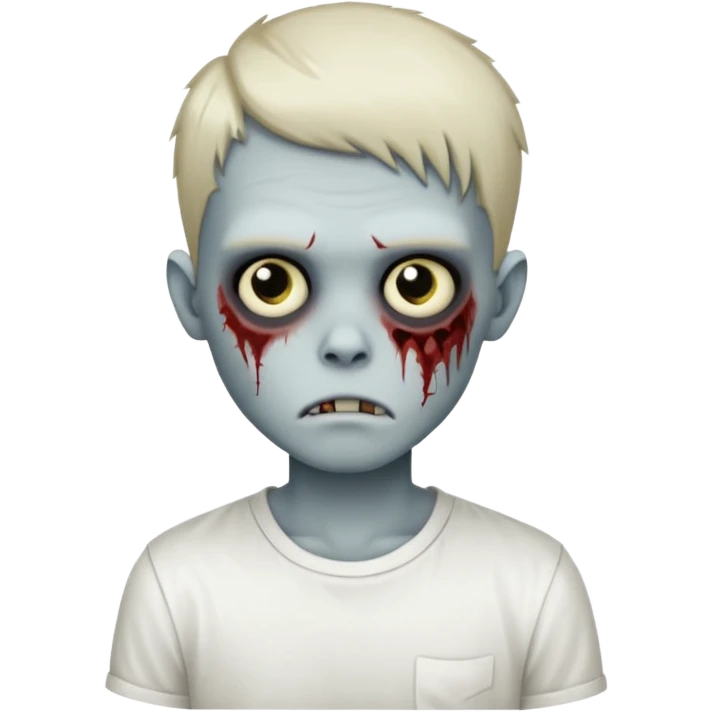 zombie boy with side-swept emo hair and white shirt emoji