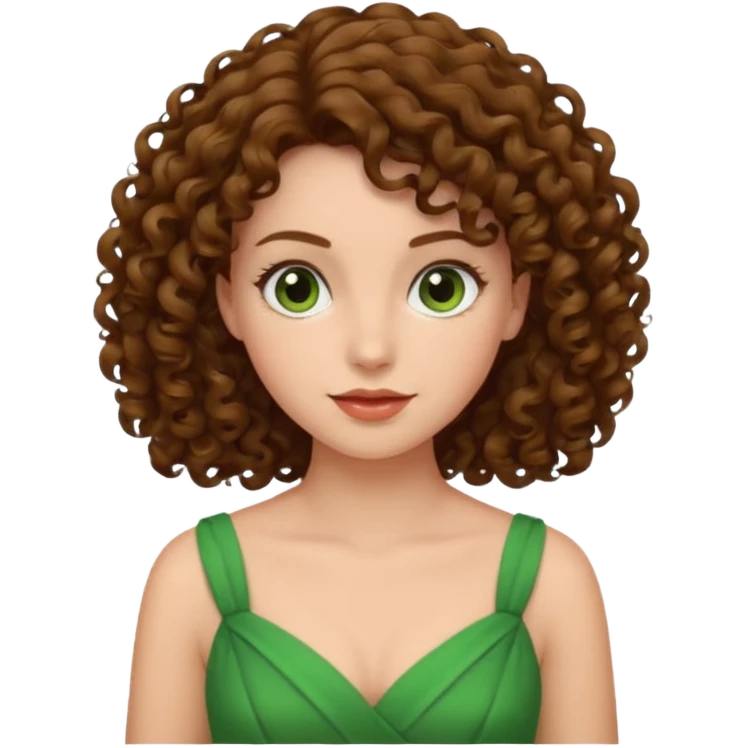 green dress curly hair emoji