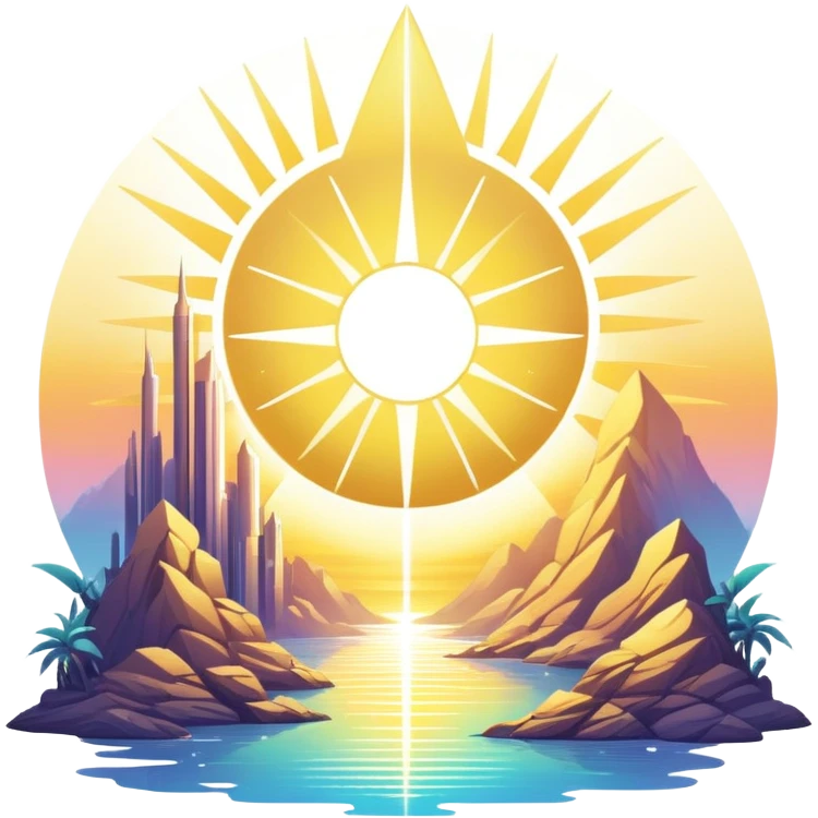Epic complex detailed iridescent gradients white golden bright light solarpunk sunny aesthetic-scenery emoji