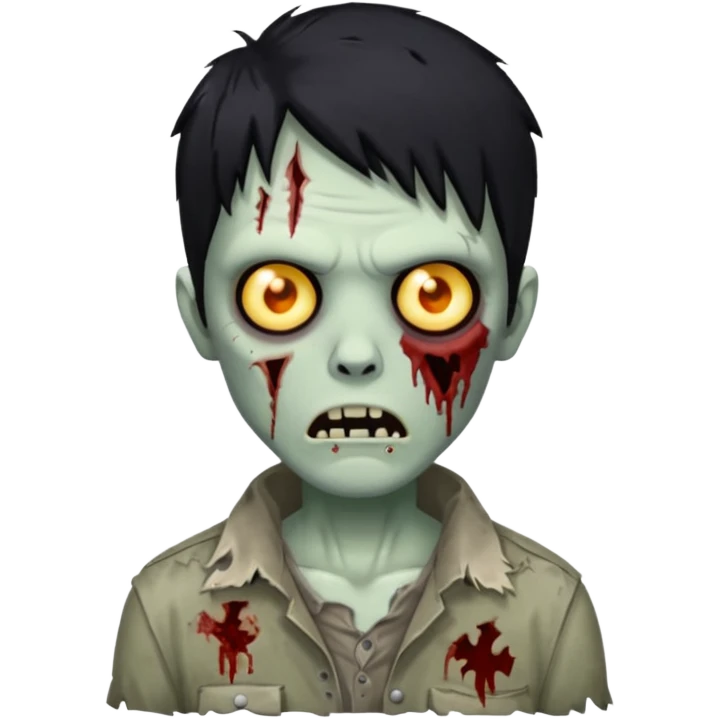 Zombie com cabelo preto emoji