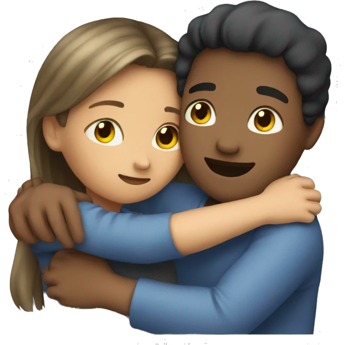 A girl and a boy hug emoji