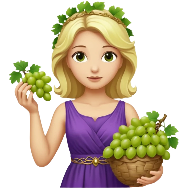 purple dress ancient greek blonde woman  with grape emoji