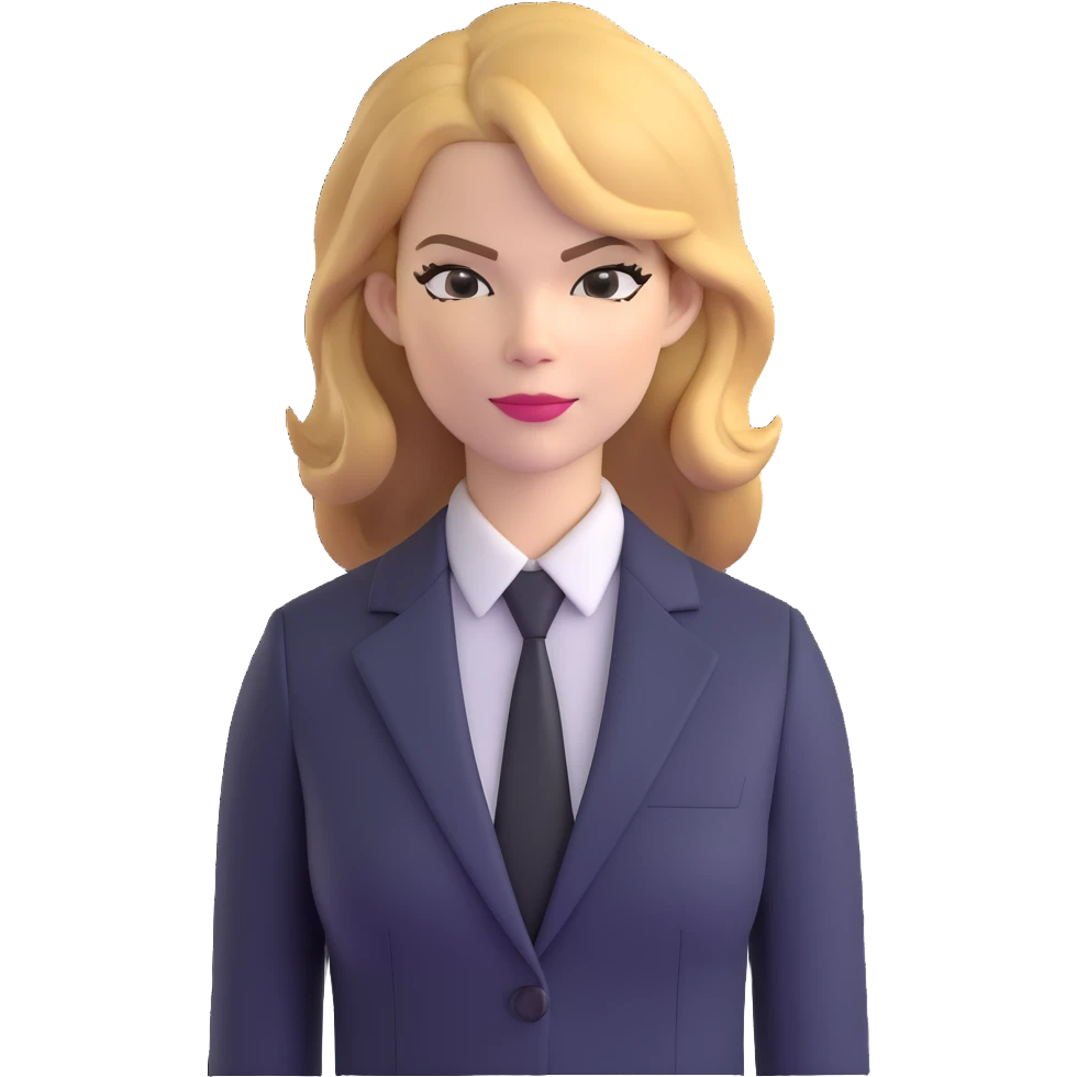 Michelle Monaghan with honey blonde hair as CEO in business suit emoji