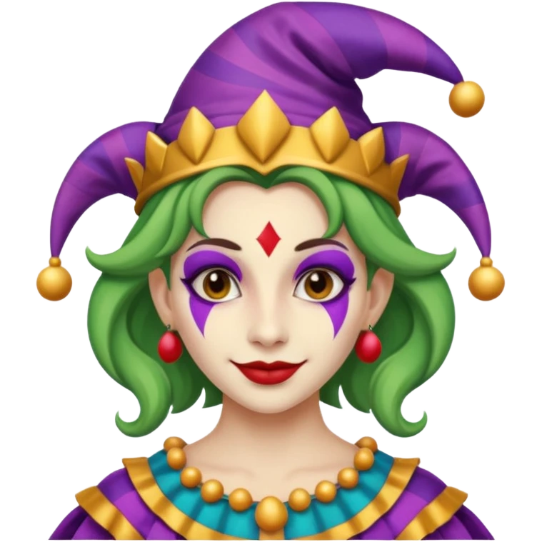 Jester female, black and white emoji