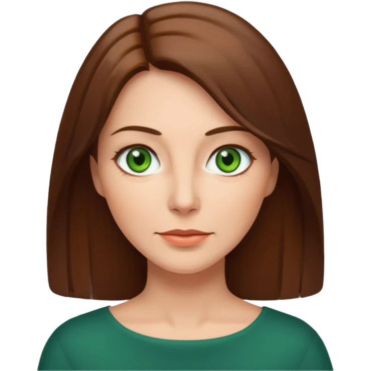 pretty middle age woman with green eyes and shoulder length straight brown hair  emoji