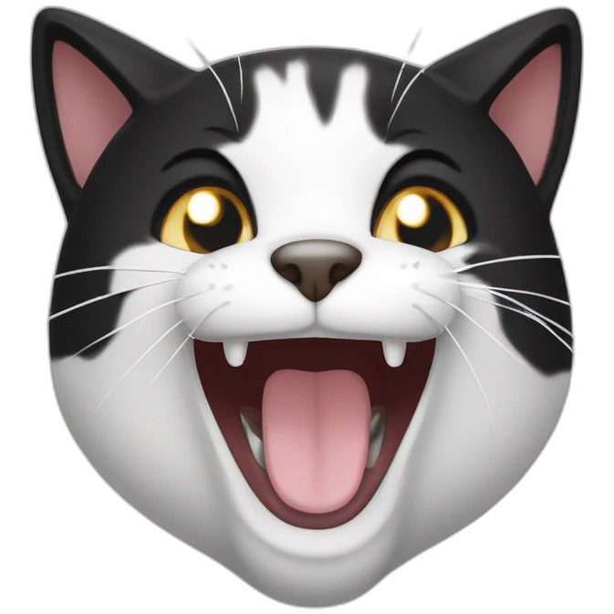 laughing black and white cat emoji