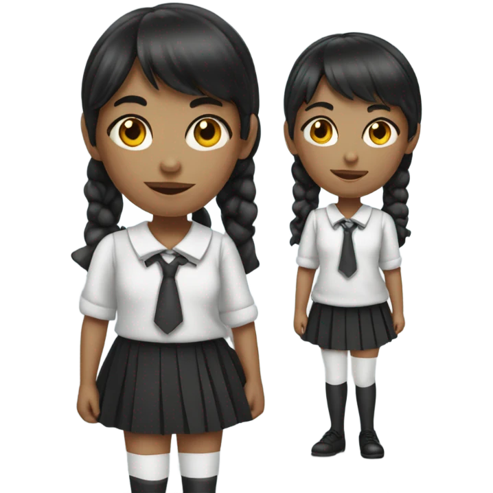  A schoolgirl with black bangs holding a black spotted emoji