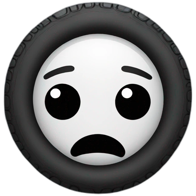 Tire-shaped sad face emoji