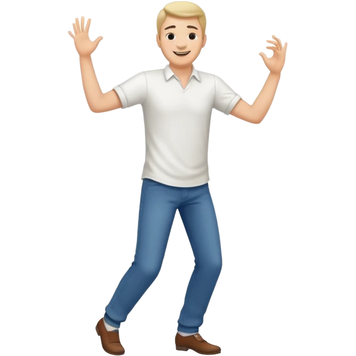 танцующий мужчина в полный рост в рубашке белой emoji