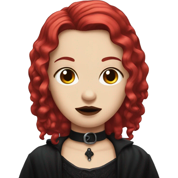 cherry-red-haired goth emoji