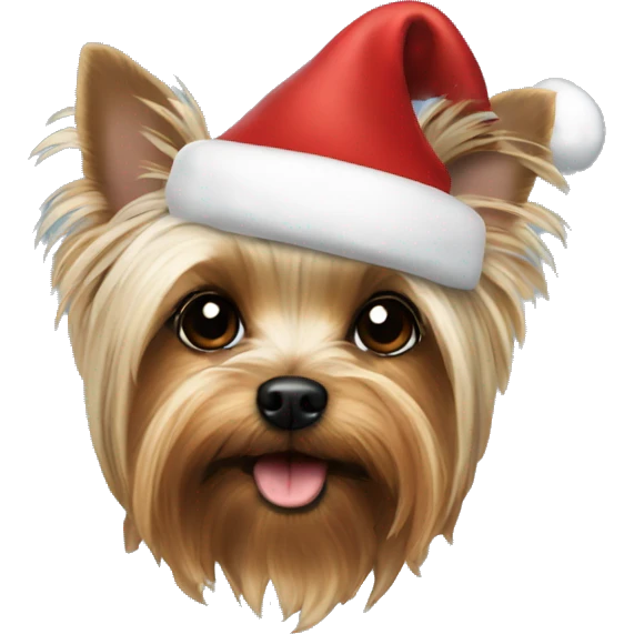 Yorkie with a Santa hat emoji