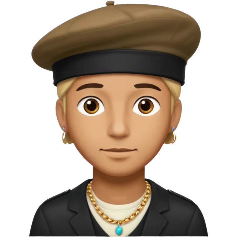 man with beret and necklacesuperhero with necklace emoji