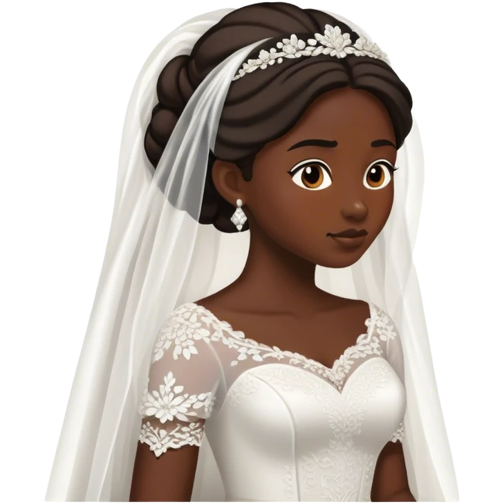 Novia escapando de su boda morena de perfil emoji
