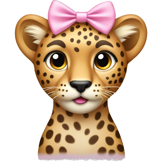 Cheetah with a light pink bow on top emoji