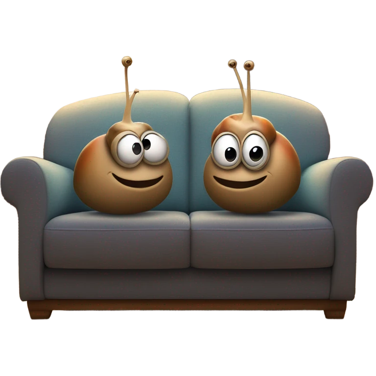 Two snails sitting on a couch  watching a movie  emoji