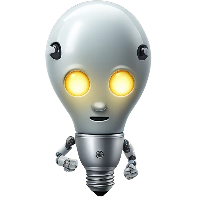 cute robot holds a light bulb emoji