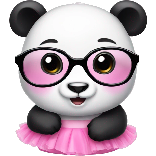 Cute Panda wearing a pink tutu and black glasses  emoji