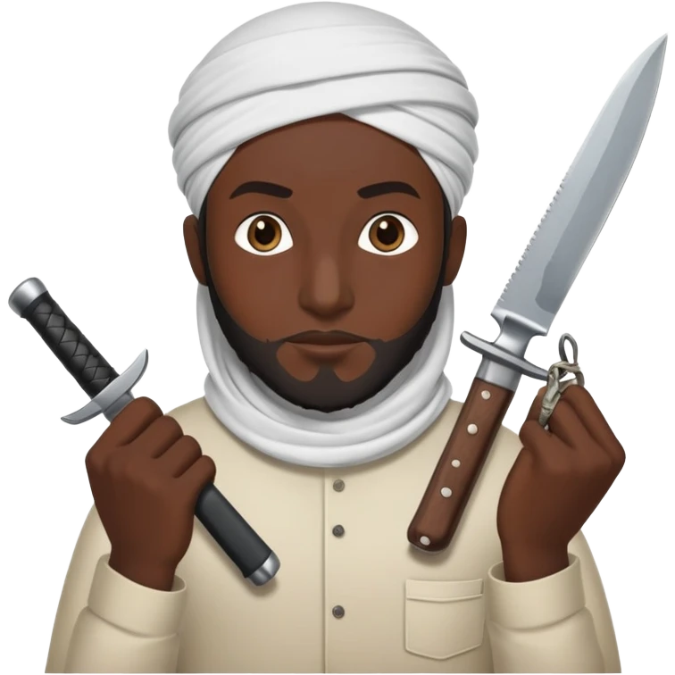 Muslim man with a knife amd bombs emoji