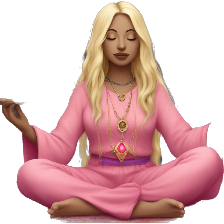 Hippie spiritual moon witch candles incense with blonde hair pink clothes emoji