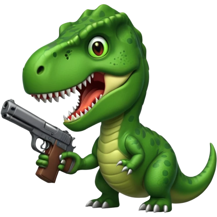 T-Rex holding a gun emoji