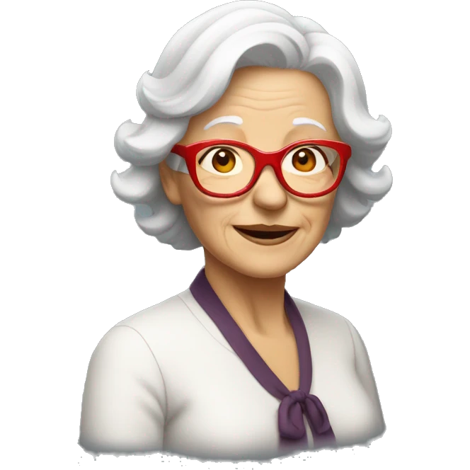 Old whitehaired woman with red glasses emoji
