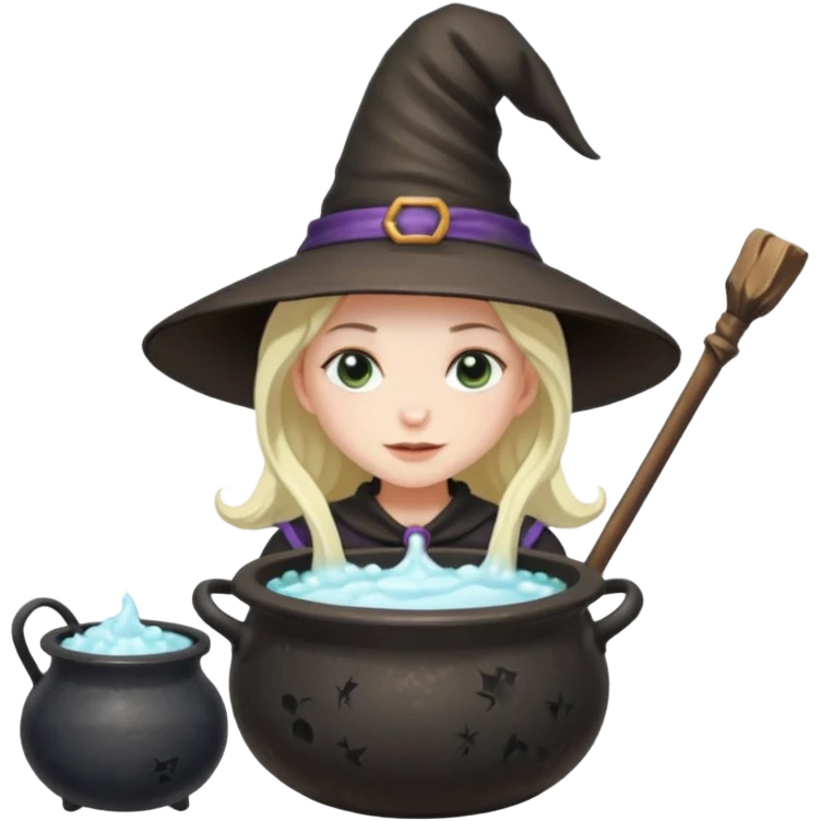Witch Girl İn A Cauldron mixing Soapy Water emoji