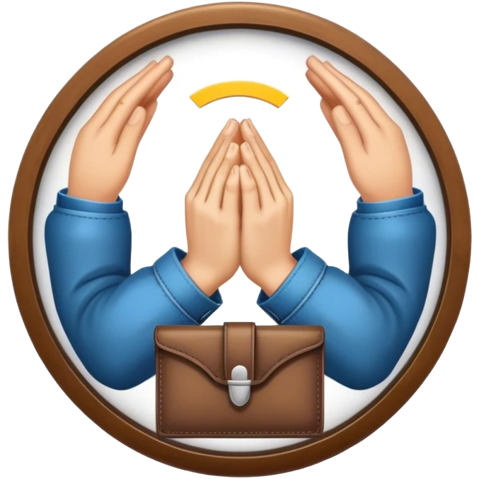 Praying hands in a circle and a wallet in the middle emoji