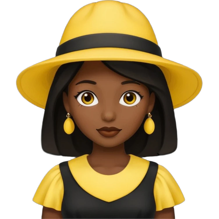 black dressed women with yellow hat emoji