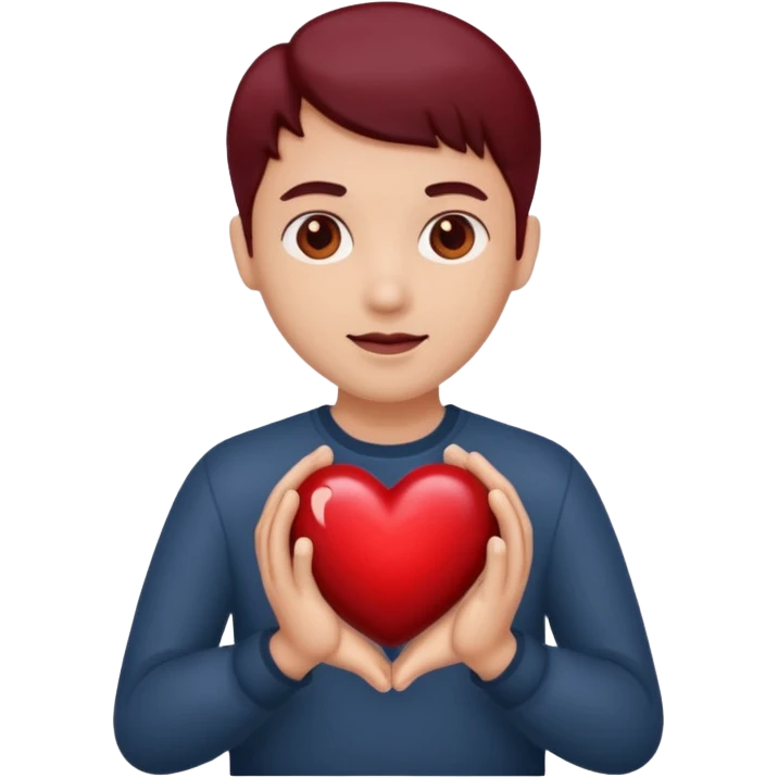A dark red heart in his hands emoji