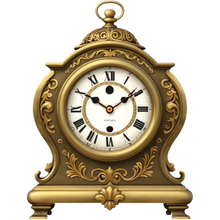 vintage mantel clock, ornate body emoji