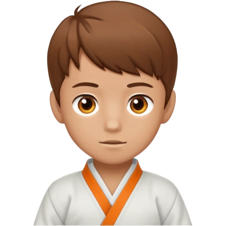 garcon blanc judoka cheveux brun avec ceinture orange emoji