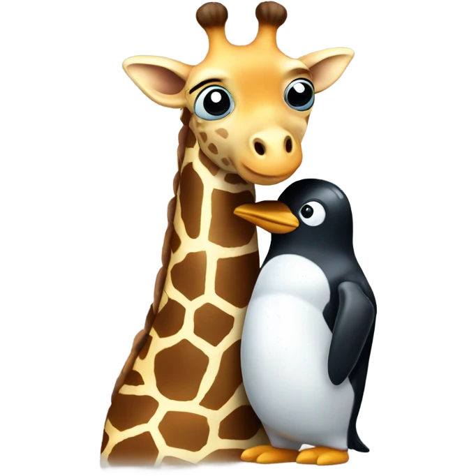 Giraffe and penguin hugging emoji