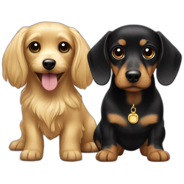 gold maltese and black dachshund emoji