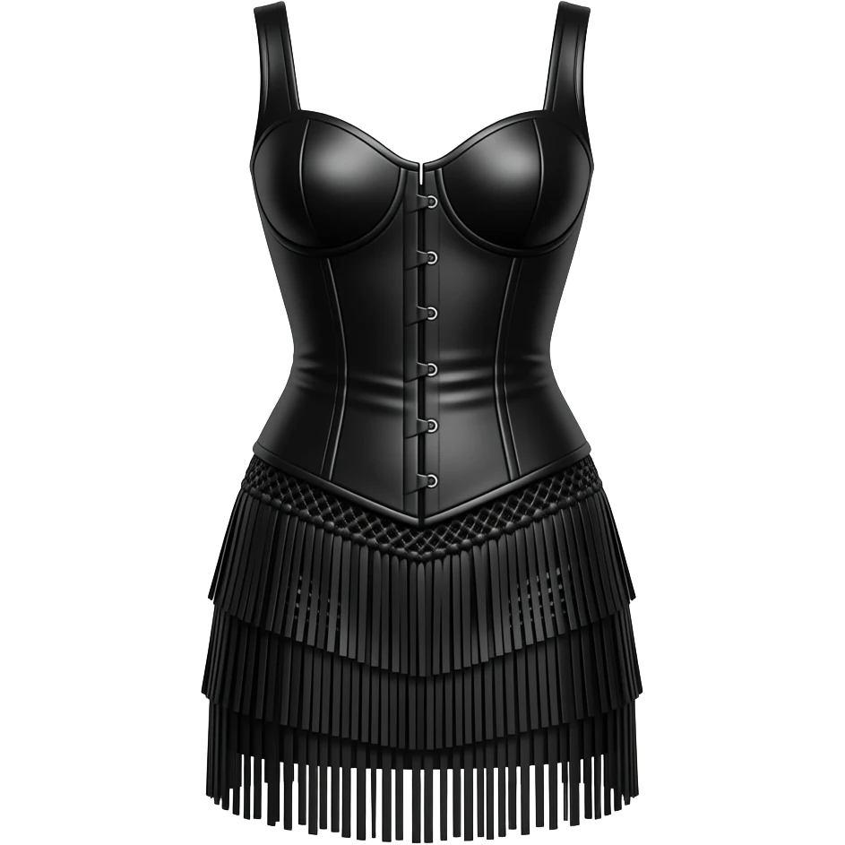 black CORSET MINI DRESS W/ FRINGE OVERLAY emoji