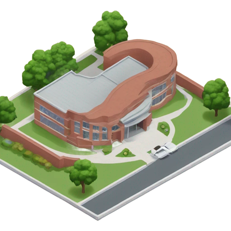 isometric curved redbrick single story community centre emoji