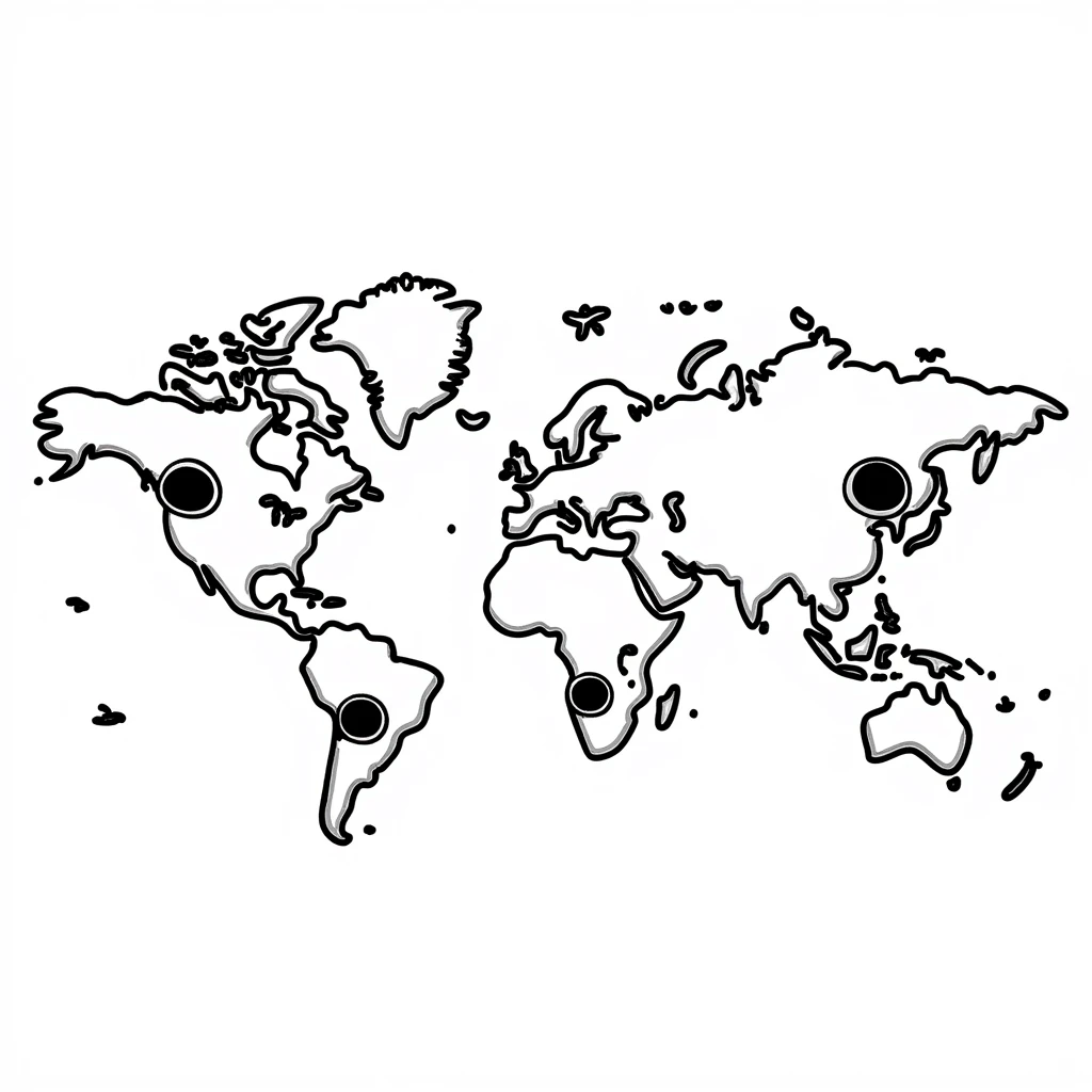 A world map like in retro games, with paths, portals, and pixel clouds emoji