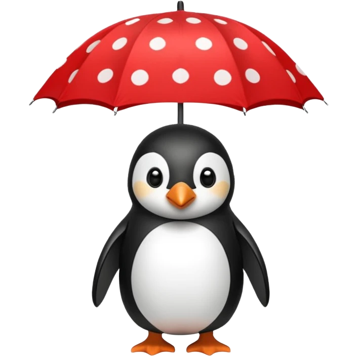 Penguin with red polka-dot umbrella emoji