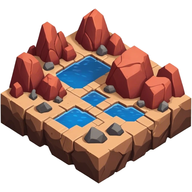 StarCraft-inspired, isometric RTS rugged terrain tile emoji