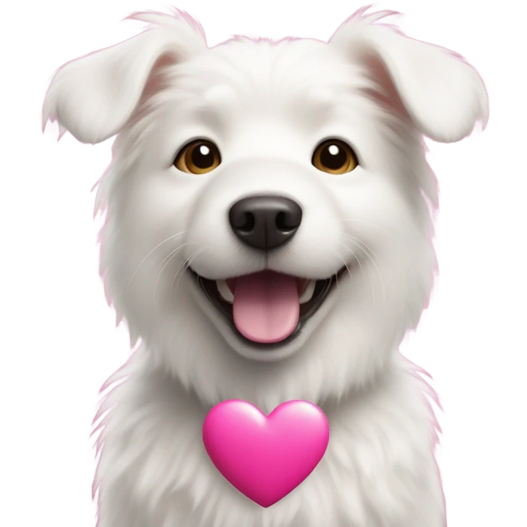 White dog pink heart emoji