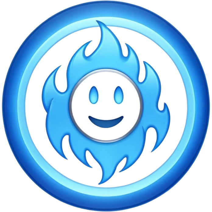 A minimalist CD disc with a subtle blue fire design, emoji style, blue fire, variation 1. emoji