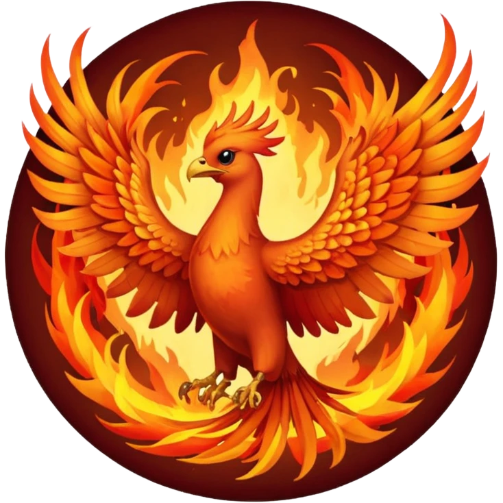 Phoenix, circle and fire emoji