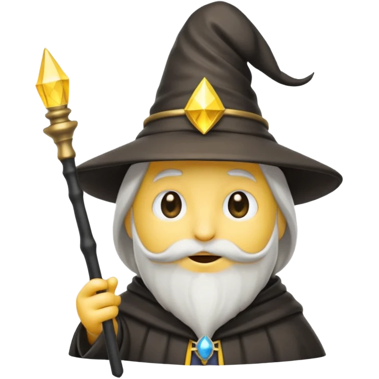 Einen Gelben Emoji mit zauber hut und schwartz weißen zauberstab emoji