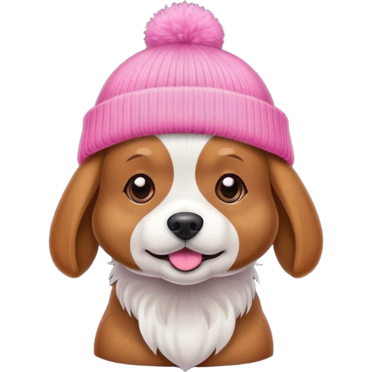 dog wearing a pink beanie emoji
