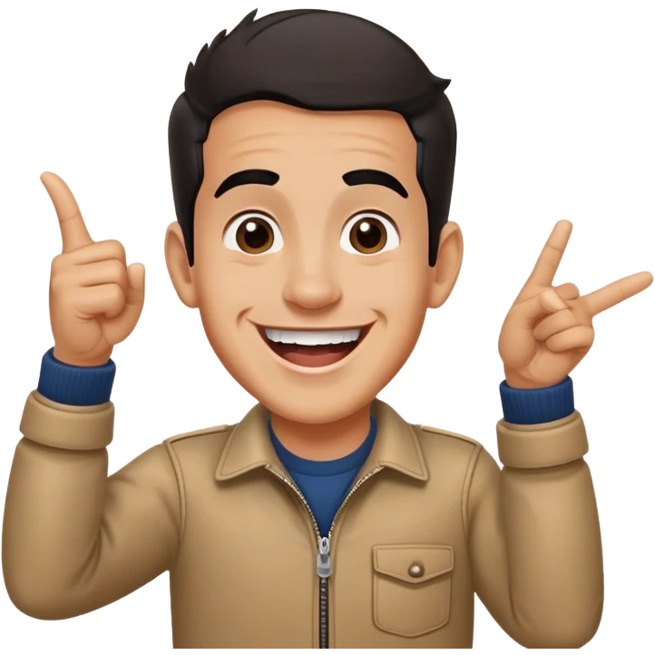 Marc Márquez señalando hacia arriba y riendose emoji