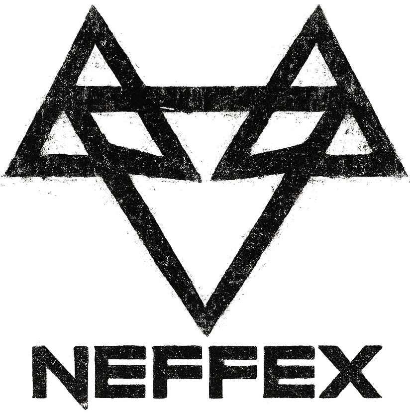 grunge-style logo for Neffex group with textured effects and raw edges emoji