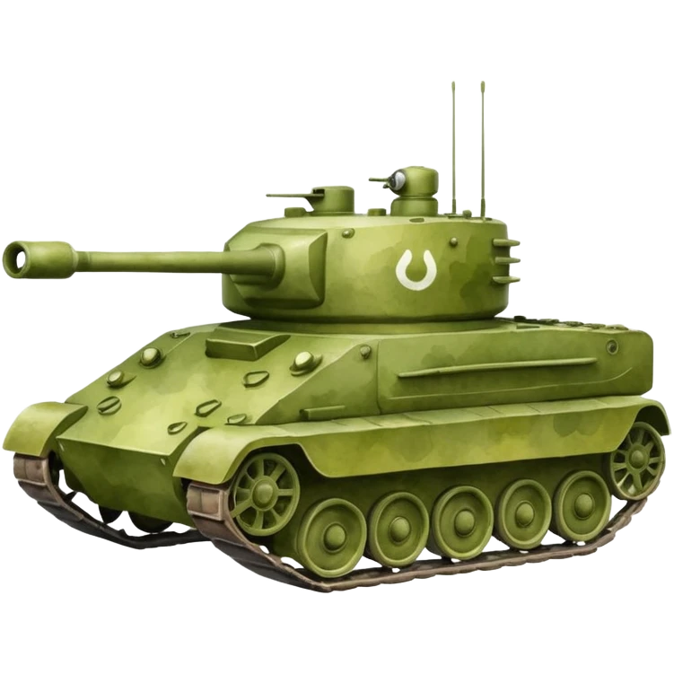 A tank in the style of watercolor art emoji