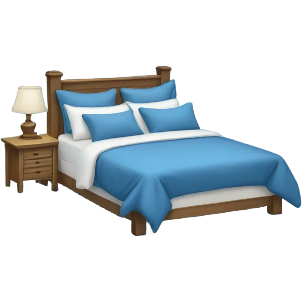 Bed with blue pillows emoji