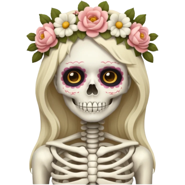 skeleton woman with flower crown emoji
